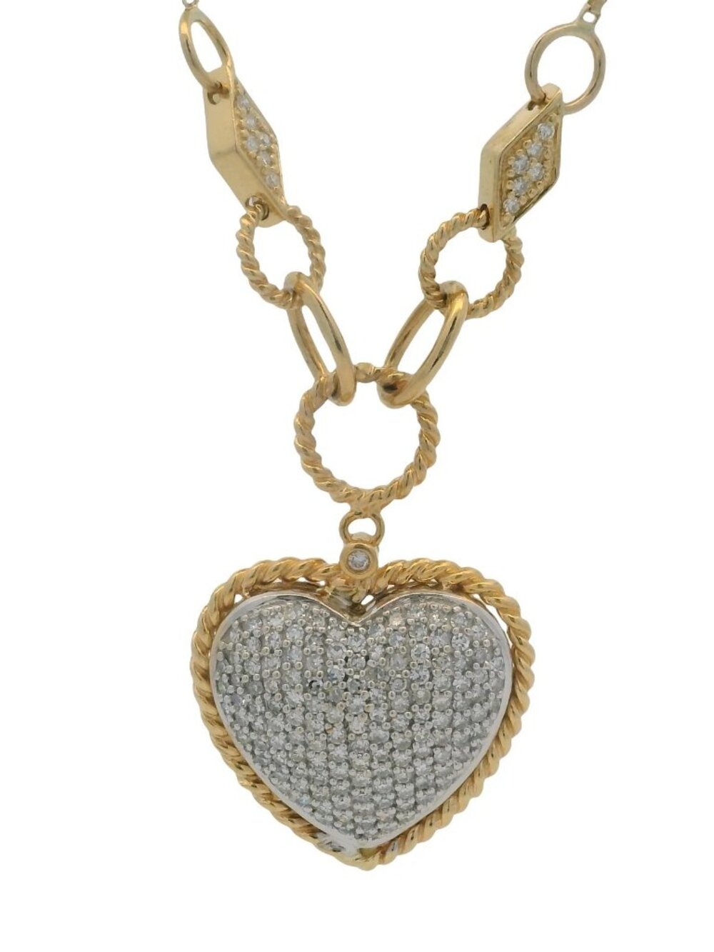 EFFY D'Oro 14kt Yellow Gold Pavé Diamond Cluster Heart Pendant Necklace